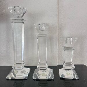 Shannon Crystal Candle Holder “vintage” Irish Set Of 3  5” 7” & 9” Damage